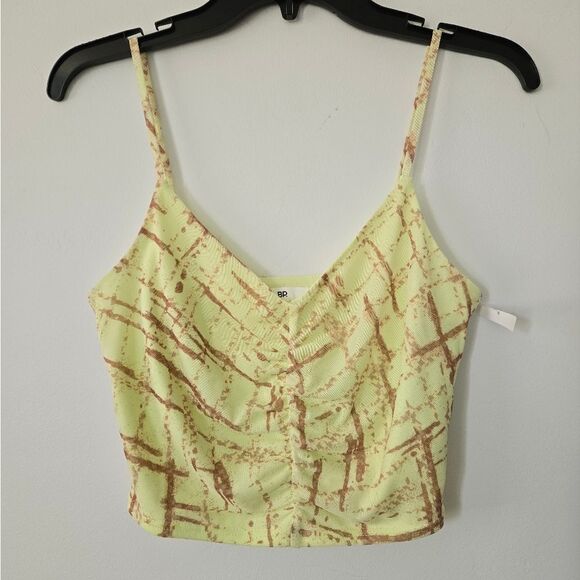 BP. Ruched Cropped Cami Abstract Yellow - Picture 2 of 7